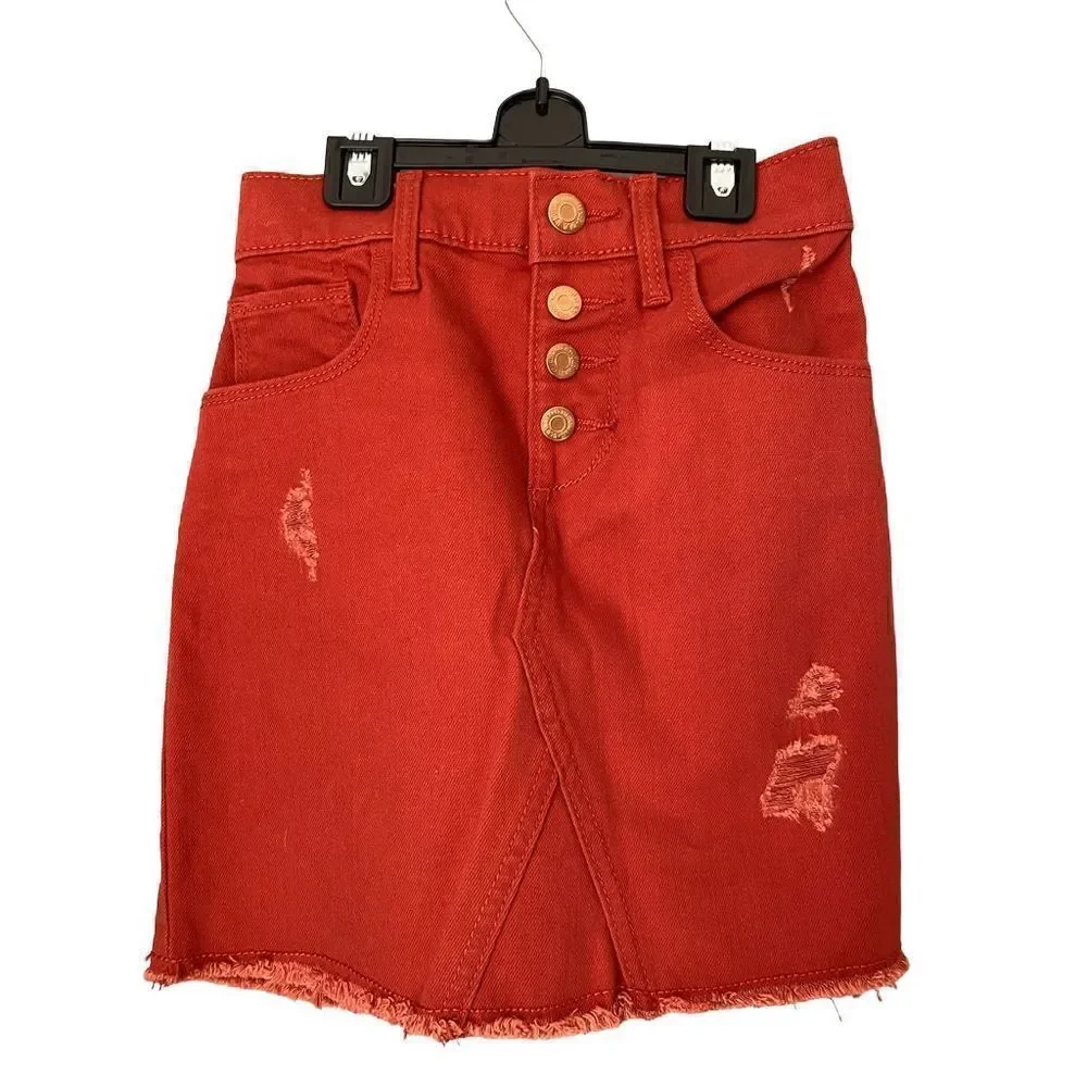 Old Navy girls rust colored distressed adjustable waist skirt/fall colors/size m